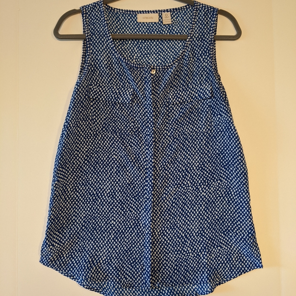 Chico's 0 Light & Dark Blue Sleeveless